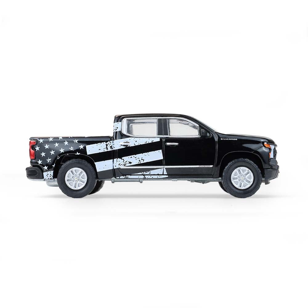 RAW CHASE 2023 Chevrolet Silverado – Stars & Stripes (Blue Collar Collection Series 14) Diecast 1:64 Scale Model - Greenlight 35300F