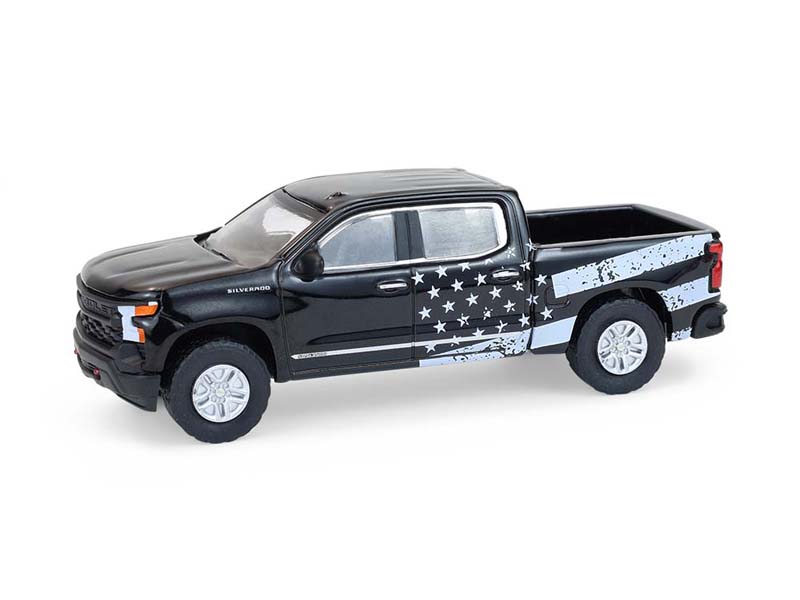 RAW CHASE 2023 Chevrolet Silverado – Stars & Stripes (Blue Collar Collection Series 14) Diecast 1:64 Scale Model - Greenlight 35300F