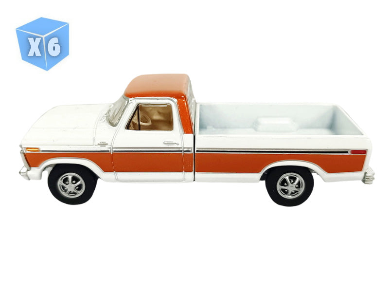 PRE-ORDER - 6 PACK 1977 Ford F150 Ranger XLT - Orange & White (All-Terrain Series 17) Diecast 1:64 Scale Model - Greenlight 35310D