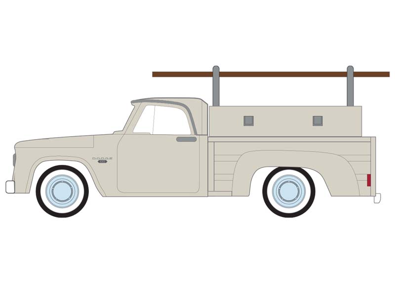 PRE-ORDER 1963 Dodge D-100 w/ Ladder Rack - Sand Dune White (Blue Collar Series 15) Diecast 1:64 Scale Model - Greenlight 35320A