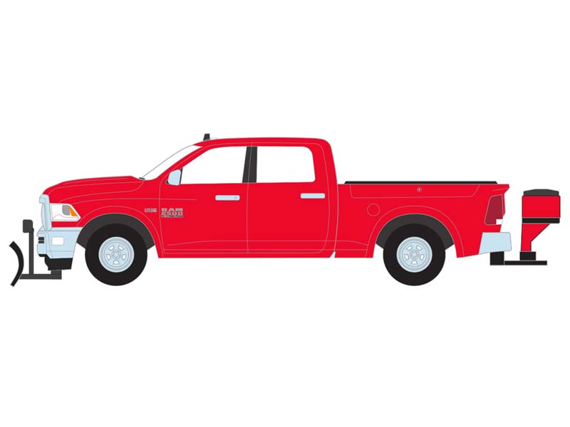 PRE-ORDER 2016 Ram 2500 w/ Salt Spreader and Snow Plow - Agriculture Red (Blue Collar Series 15) Diecast 1:64 Scale Model - Greenlight 35320C