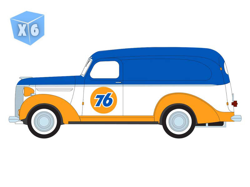 PRE-ORDER - 6 PACK 1939 Chevrolet Panel Truck – Union 76 (Blue Collar Series 15) Diecast 1:64 Scale Model - Greenlight 35320D