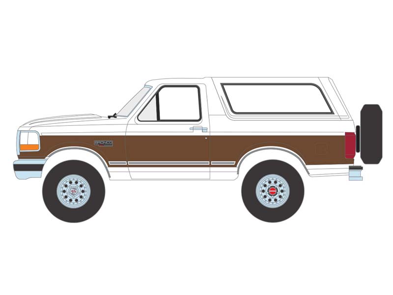 PRE-ORDER 1993 Ford Bronco XLT – Oxford White and Medium Mocha Metallic (Blue Collar Series 15) Diecast 1:64 Scale Model - Greenlight 35320F