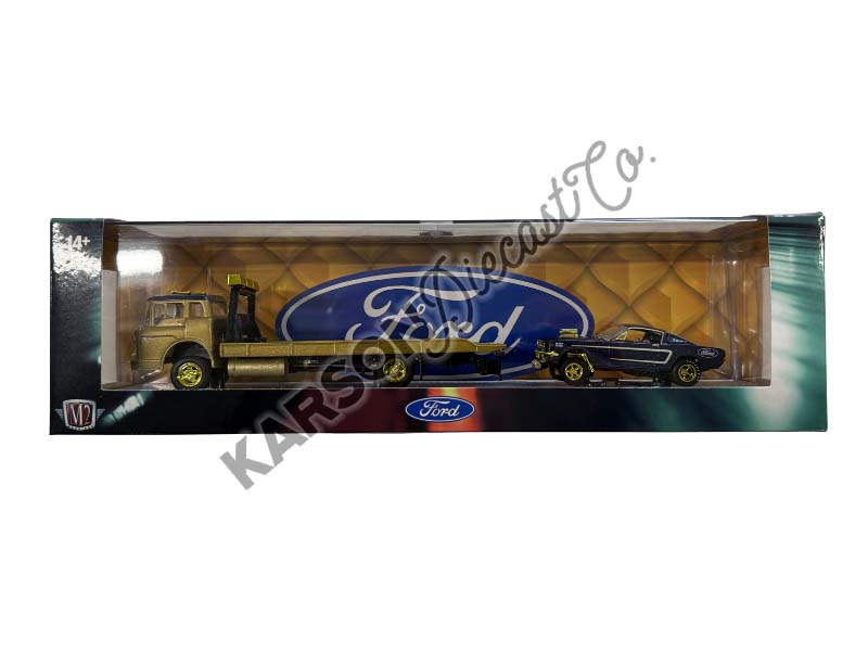 CHASE 1990 Ford C-8000 & 1966 Ford Mustang Gasser (Auto-Haulers Release 87) Diecast 1:64 Scale Model - M2 Machines 36000-87