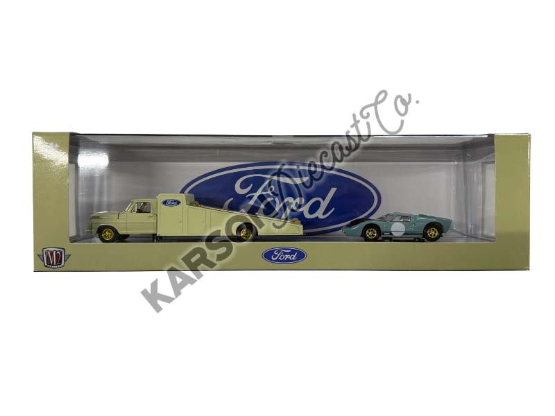 CHASE 1969 Ford F-350 Ramp Truck & 1966 Ford GT40 MK2 (Auto-Haulers Release 89) Diecast 1:64 Scale Model - M2 Machines 36000-89