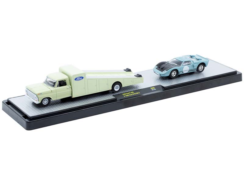 1969 Ford F-350 Ramp Truck & 1966 Ford GT40 MK2 (Auto-Haulers Release 89) Diecast 1:64 Scale Model - M2 Machines 36000-89