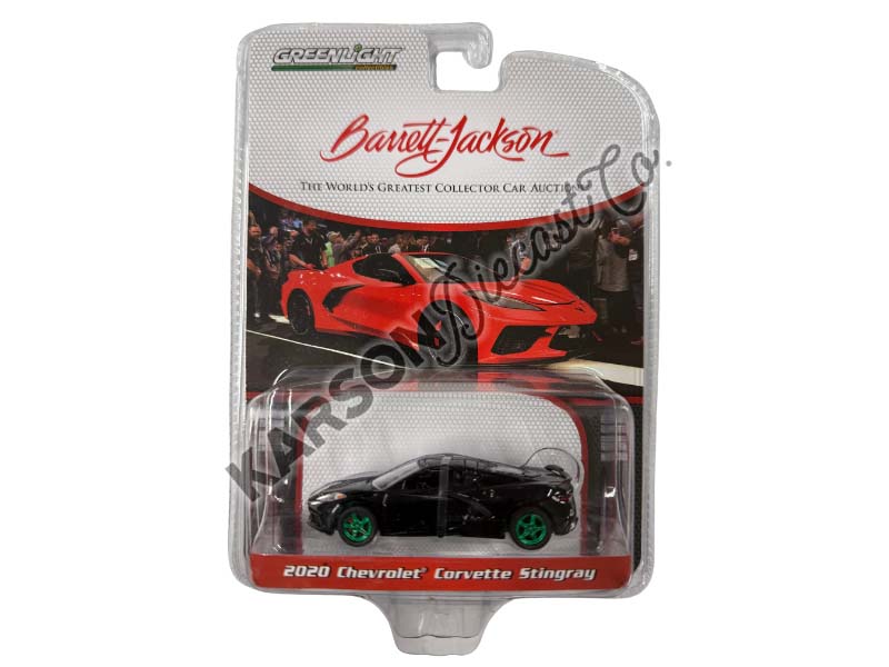 CHASE 2020 Chevrolet Corvette C8 Stingray - Black VIN #001 (Barrett Jackson Scottsdale Edition) Series 6 Diecast 1:64 Model - Greenlight 37220F
