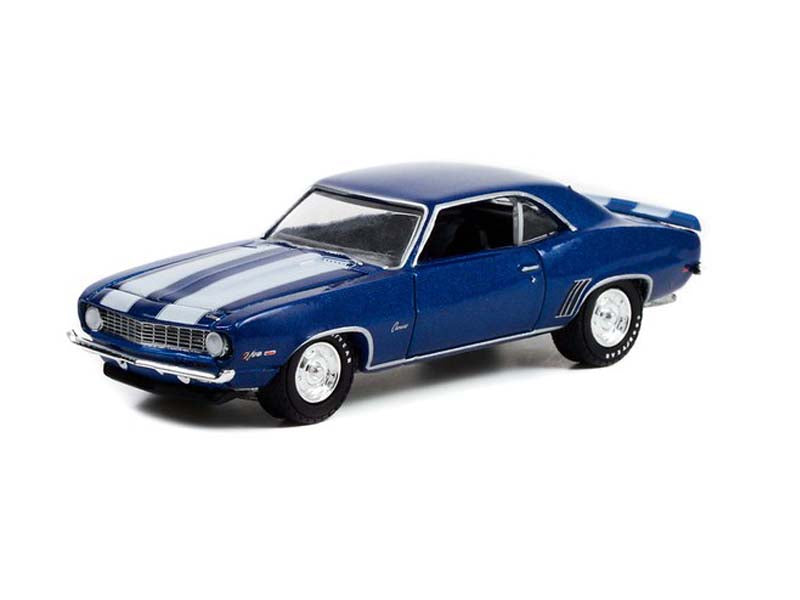 CHASE 1969 Chevrolet Camaro Z/28 (Lot #687.3) - Dusk Blue w/ White Stripes (Barrett-Jackson) Series 9 Diecast 1:64 Scale Model - Greenlight 37250C