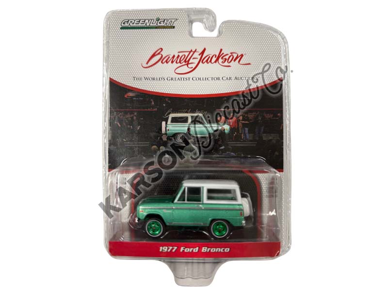 CHASE 1977 Ford Bronco (Lot #1001.1) - Jade Glow w/ Houndstooth (Barrett-Jackson) Series 9 Diecast 1:64 Scale Model - Greenlight 37250F