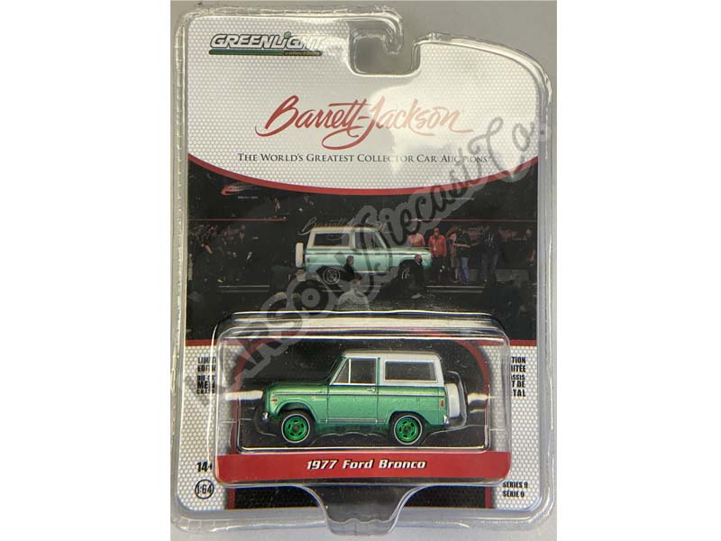 CHASE 1977 Ford Bronco (Lot #1001.1) - Jade Glow w/ Houndstooth (Barrett-Jackson) Series 9 Diecast 1:64 Scale Model - Greenlight 37250F