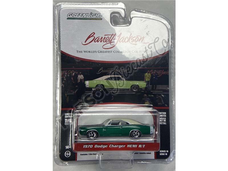 CHASE 1970 Dodge Charger HEMI R/T - Sublime Green w/ White Roof (Scottsdale Edition) Series 10 Diecast 1:64 Scale Model Car - Greenlight 37260E