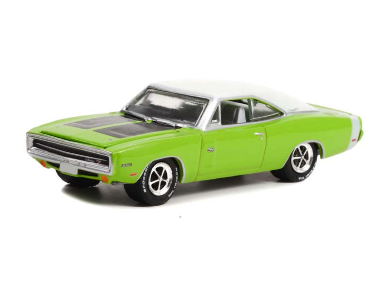 CHASE 1970 Dodge Charger HEMI R/T - Sublime Green w/ White Roof (Scottsdale Edition) Series 10 Diecast 1:64 Scale Model Car - Greenlight 37260E