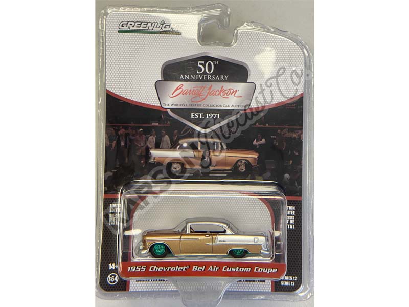 CHASE 1955 Chevrolet Bel Air Coupe - Rose Gold and Silver (Barrett-Jackson Scottsdale Edition) Series 12 Diecast 1:64 Scale Model - Greenlight 37290A