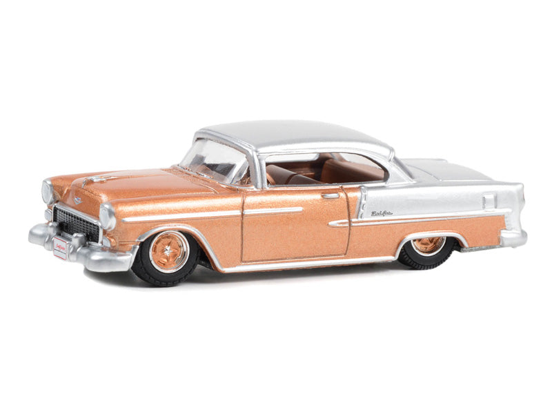 1955 Chevrolet Bel Air Coupe - Rose Gold and Silver (Barrett-Jackson Scottsdale Edition) Series 12 Diecast 1:64 Scale Model - Greenlight 37290A