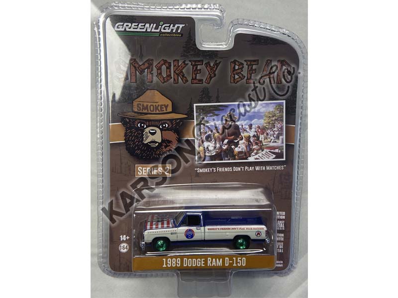CHASE 1989 Dodge Ram D-150 - Smokey’s Friends Don’t Play With Matches (Smokey Bear) Series 2 Diecast 1:64 Scale Model - Greenlight 38040D