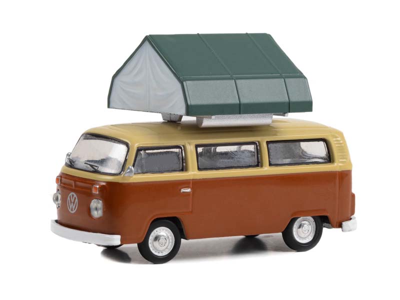 CHASE 1978 Volkswagen Type 2 -Brown and Beige w/ Camp'otel Cartop Sleeper Tent (The Great Outdoors) Series 3 Diecast 1:64 Scale Model - Greenlight 38050B