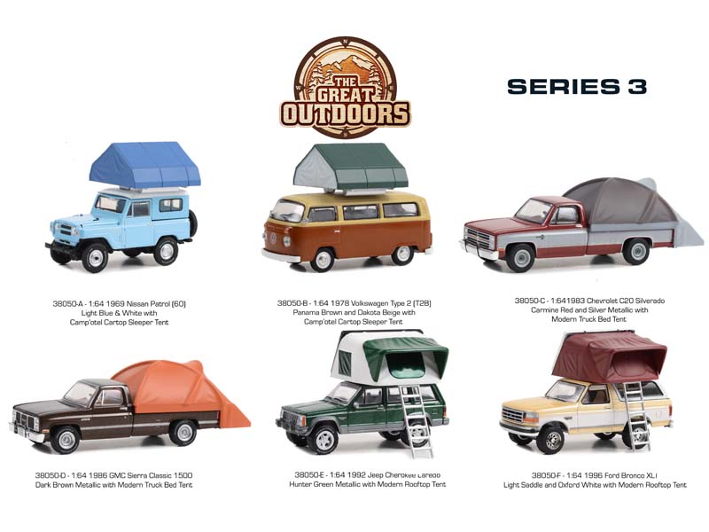 (The Great Outdoors) Series 3 SET OF 6 Diecast 1:64 Scale Models - Greenlight 38050