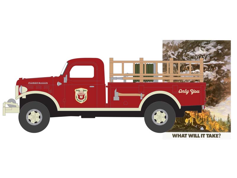 PRE-ORDER 1946 Dodge Power Wagon Fire Truck (Smokey Bear Series 3) Diecast 1:64 Scale Model - Greenlight 38060A