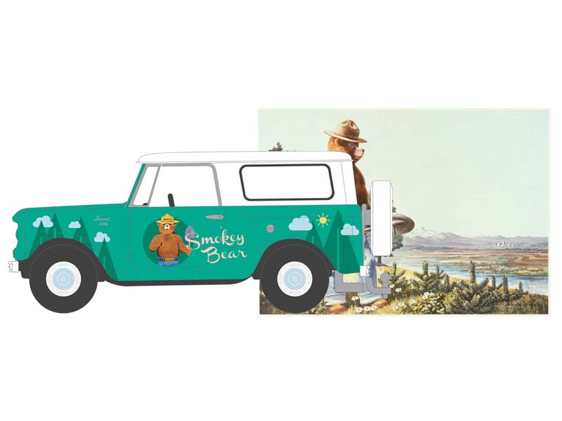 RAW CHASE 1961 Harvester Scout (Smokey Bear Series 3) Diecast 1:64 Scale Model - Greenlight 38060B