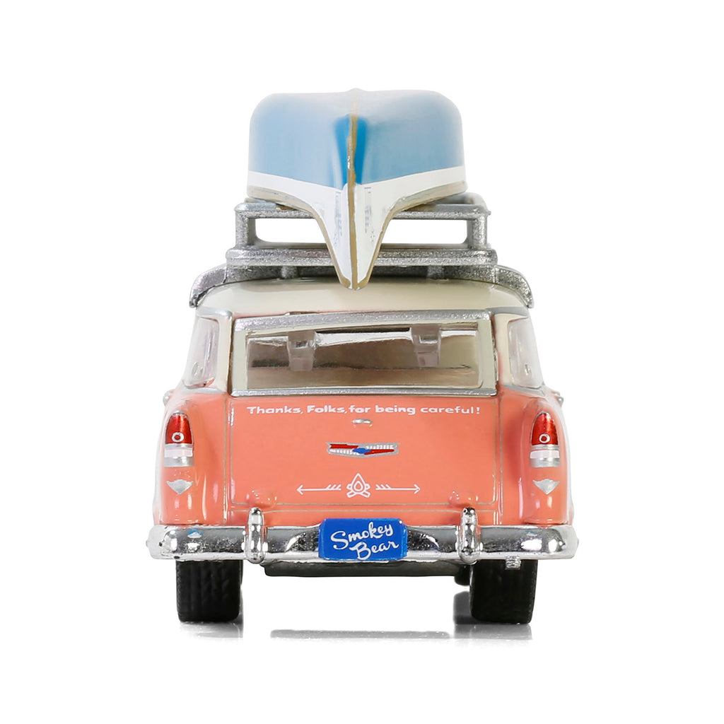 1955 Chevrolet Two-Ten Townsman w/ Roof Rack & Canoe (Smokey Bear Series 4) Diecast 1:64 Scale Model - Greenlight 38070A