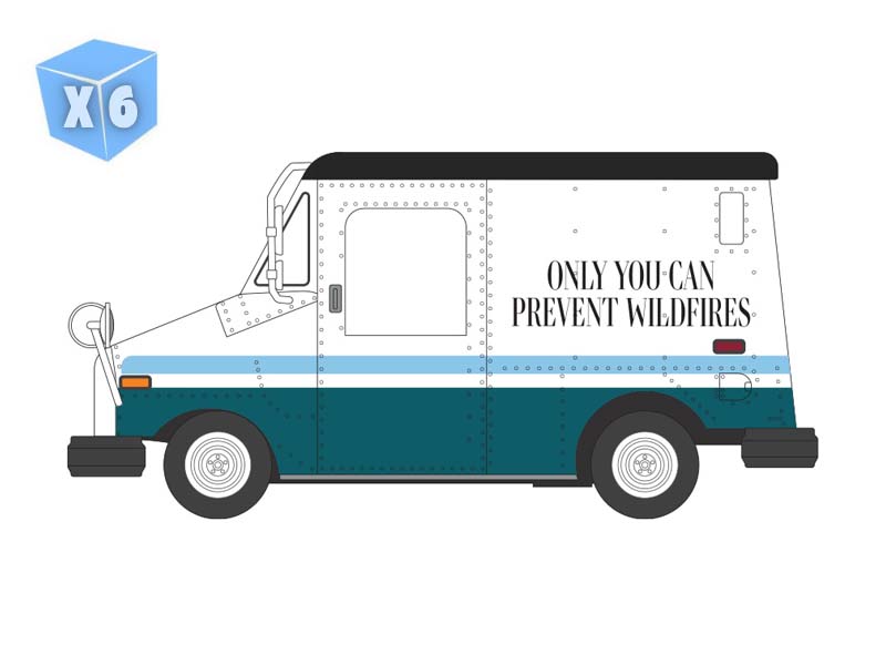 PRE-ORDER - 6 PACK Long-Life Postal Delivery Vehicle (LLV) - Smokey Bear USPS Stamp (Smokey Bear Series 5) Diecast 1:64 Scale Model - Greenlight 38090A