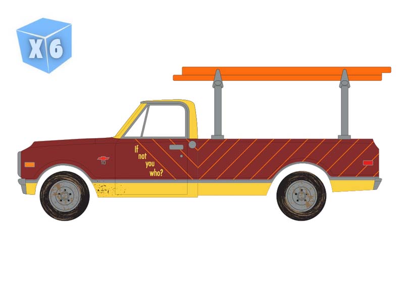PRE-ORDER - 6 PACK 1968 Chevy C-10 with Ladder Rack – Burned Timber Builds No Homes (Smokey Bear Series 5) Diecast 1:64 Scale Model - Greenlight 38090B
