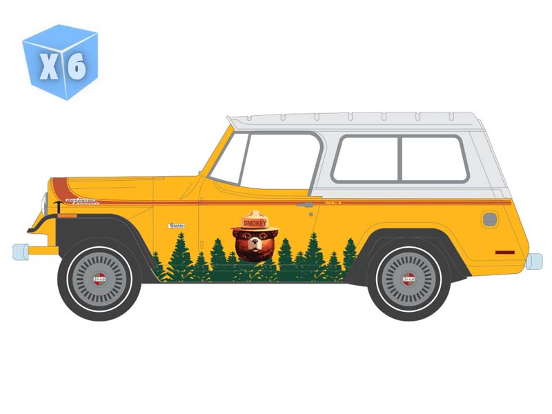 PRE-ORDER - 6 PACK 1971 Jeep Jeepster Commando - Trees Are Wonderful Friends (Smokey Bear Series 5) Diecast 1:64 Scale Model - Greenlight 38090C