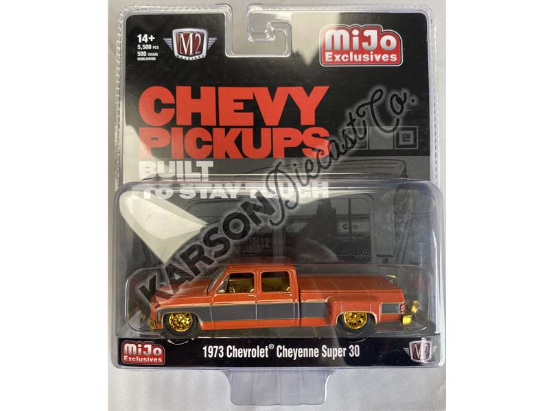 CHASE 1973 Chevrolet Cheyenne Super 30 Orange (Mijo Exclusives) Diecast 1:64 Scale Model - M2 Machines 39000-MJS02