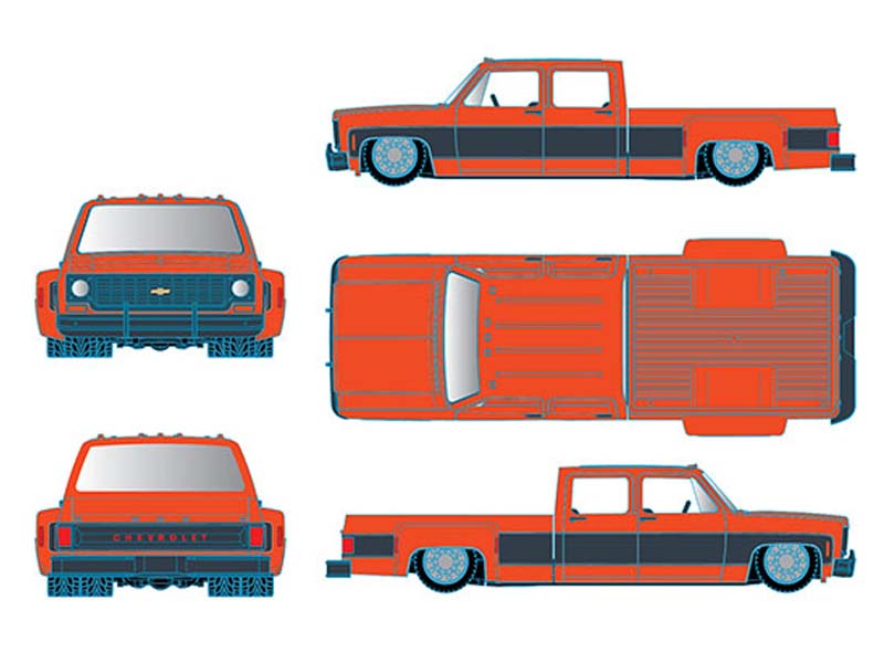 CHASE 1973 Chevrolet Cheyenne Super 30 Orange (Mijo Exclusives) Diecast 1:64 Scale Model - M2 Machines 39000-MJS02