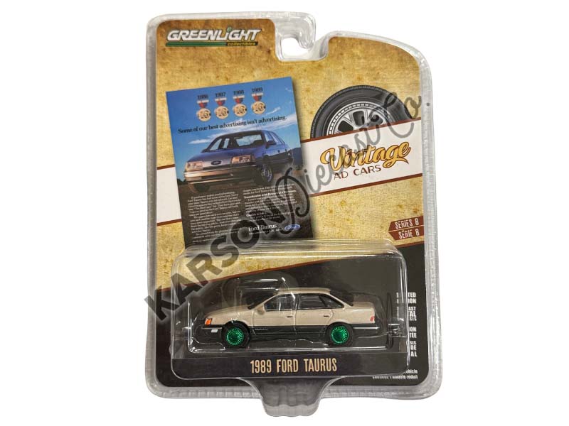 CHASE 1989 Ford Taurus - Some Of Our Best Advertising Isn’t Advertising (Vintage Ad Cars Series 8) Diecast 1:64 Scale Model Car - Greenlight 39110E