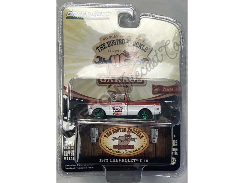 CHASE 1972 Chevrolet C-10 Shortbed - Service & Sales (Busted Knuckle Garage) Series 2 Diecast 1:64 Scale Model - Greenlight 39120F