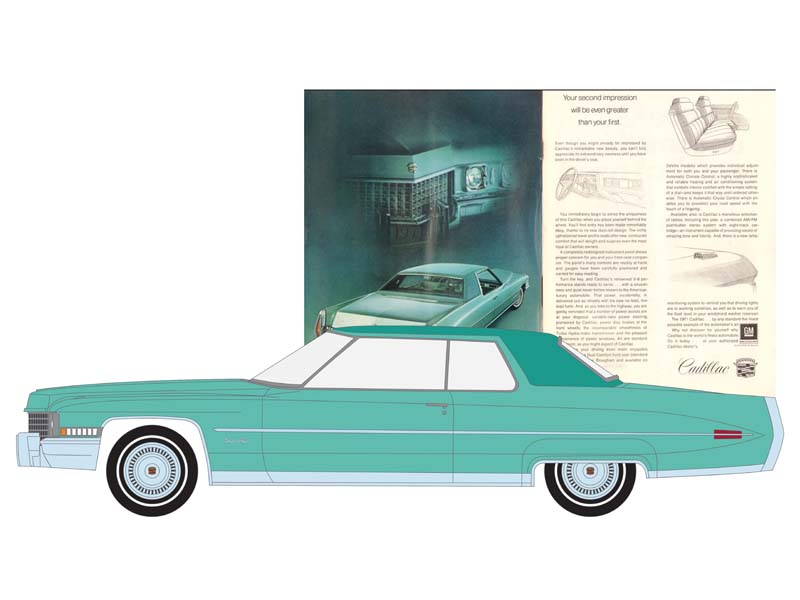 CHASE 1971 Cadillac Coupe DeVille - Your Second Impression Will Be.. (Vintage Ad Cars) Series 9 Diecast 1:64 Scale Model - Greenlight 39130D