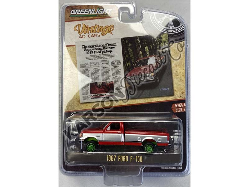 CHASE 1987 Ford F-150 - The New Shape Of Tough (Vintage Ad Cars) Series 9 Diecast 1:64 Scale Model - Greenlight 39130F