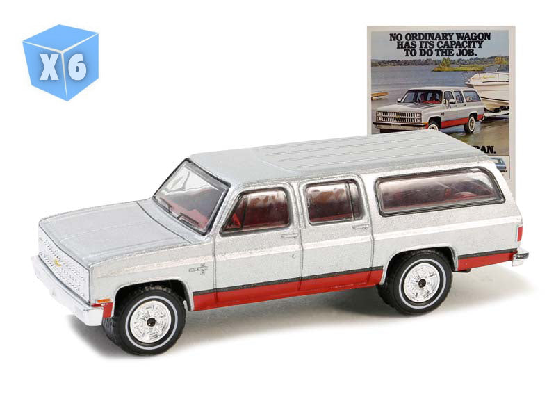 6 PACK 1981 Chevrolet Suburban (Vintage Ad Cars Series 10) Diecast 1:64 Scale Model - Greenlight 39140F