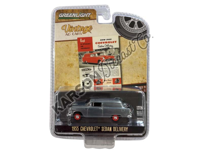 RAW CHASE 1955 Chevrolet Sedan Delivery - First in Appearance and Performance (Vintage Ad Cars Series 11) Diecast 1:64 Scale Model - Greenlight 39150A
