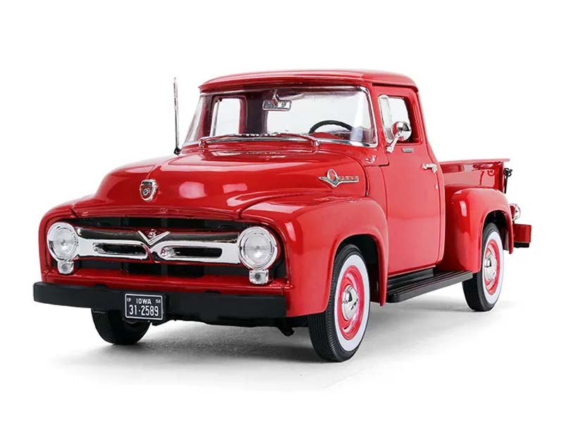 1956 Ford F-100 Pickup Truck High Feature Vermillion Red - Diecast 1:25 Model Truck - First Gear 40-0414