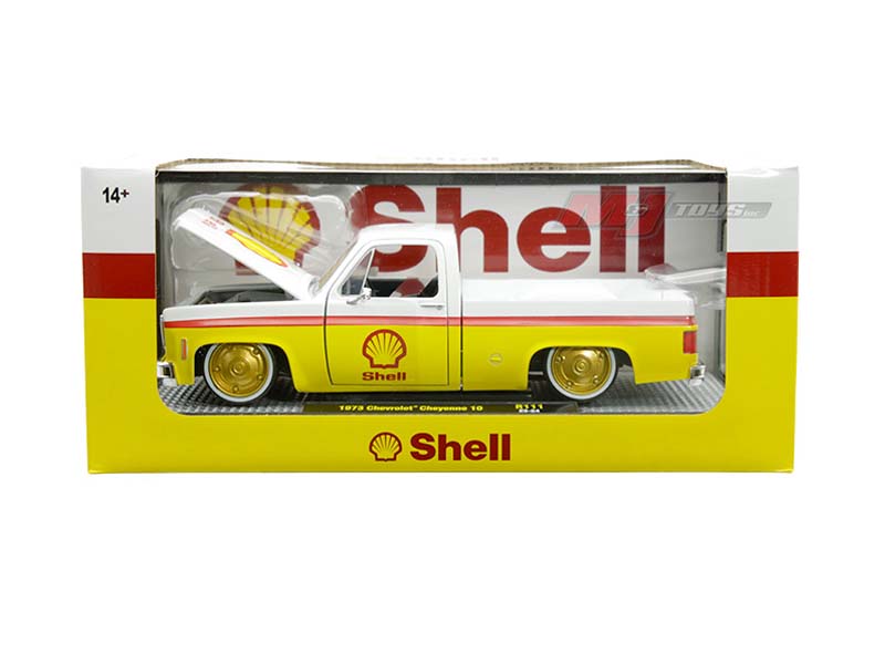 1973 Chevrolet Cheyenne 10 Shell – White/Yellow w/ Red Stripe (Release 111) Diecast 1:24 Scale Model - M2 Machines 40300-111B
