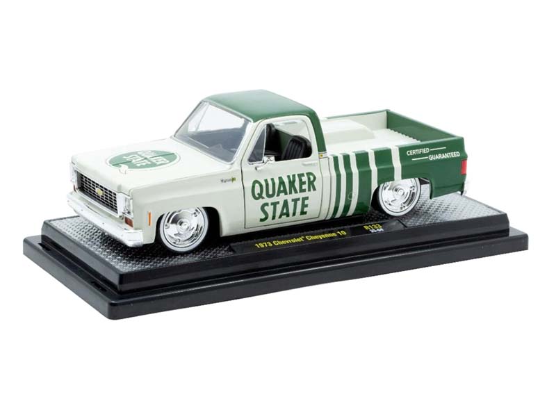 1973 Chevrolet Cheyenne 10 QUAKER STATE – Green / White Diecast 1:24 Scale Model - M2 Machines 40300-133B