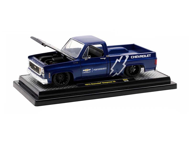 1973 Chevrolet Cheyenne 10 - CHEVY Blue Limited Edition Diecast 1:24 Scale Model - M2 Machines 40300-93A