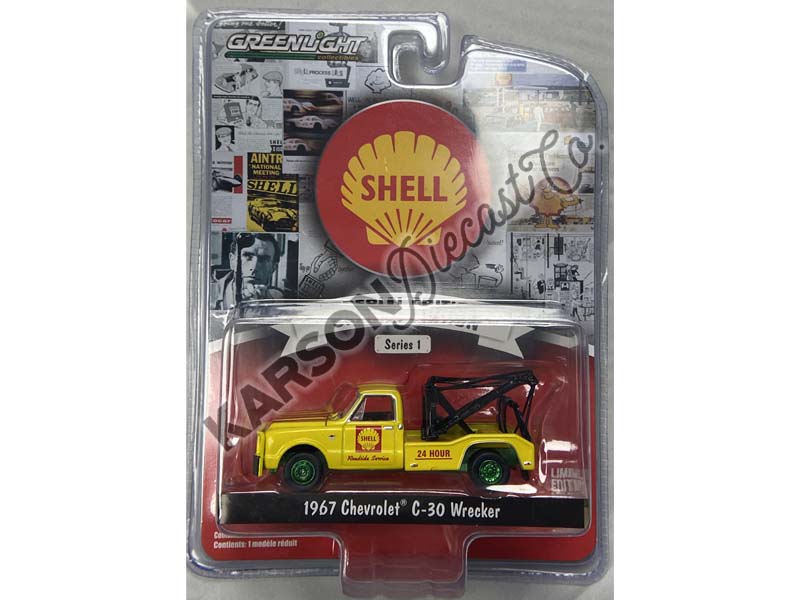 CHASE 1967 Chevrolet C-30 Wrecker - Shell Roadside Service 24 Hour (Shell Oil Special Edition Series 1) Diecast Scale 1:64 Model - Greenlight 41125A