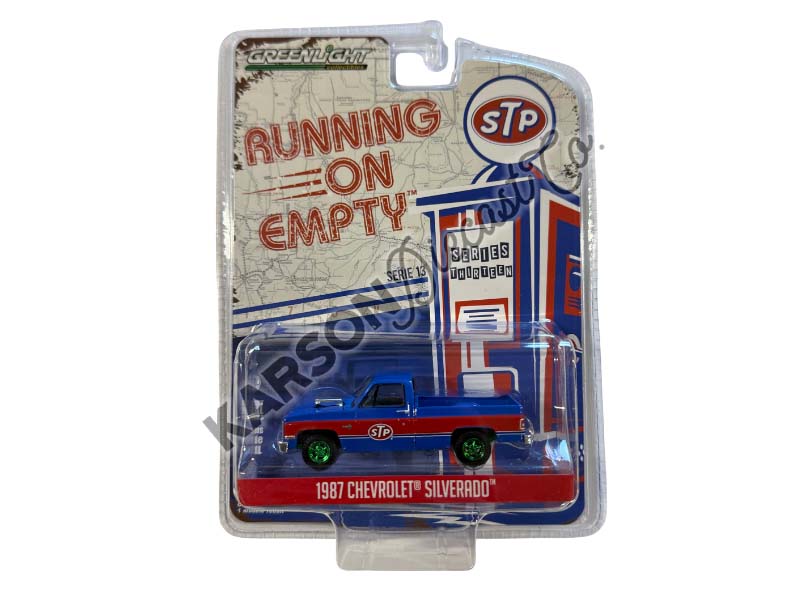 CHASE 1987 Chevrolet Silverado w/ Blown Engine STP (Running On Empty Series 13) Diecast 1:64 Scale Model - Greenlight 41130C