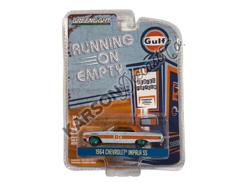 CHASE 1964 Chevrolet Impala SS - Gulf Oil (Running on Empty Series 15) Diecast 1:64 Scale Model Car - Greenlight 41150A