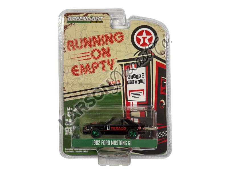CHASE 1982 Ford Mustang GT - Texaco #1 (Running on Empty Series 15) Diecast 1:64 Scale Model - Greenlight 41150C