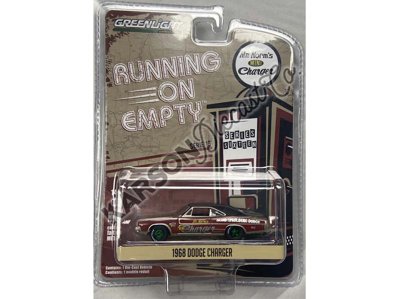 CHASE 1968 Dodge Charger - Grand Spalding Mini Charger Funny Car Tribute (Running on Empty) Series 16 Diecast 1:64 Scale Model - Greenlight 41160B