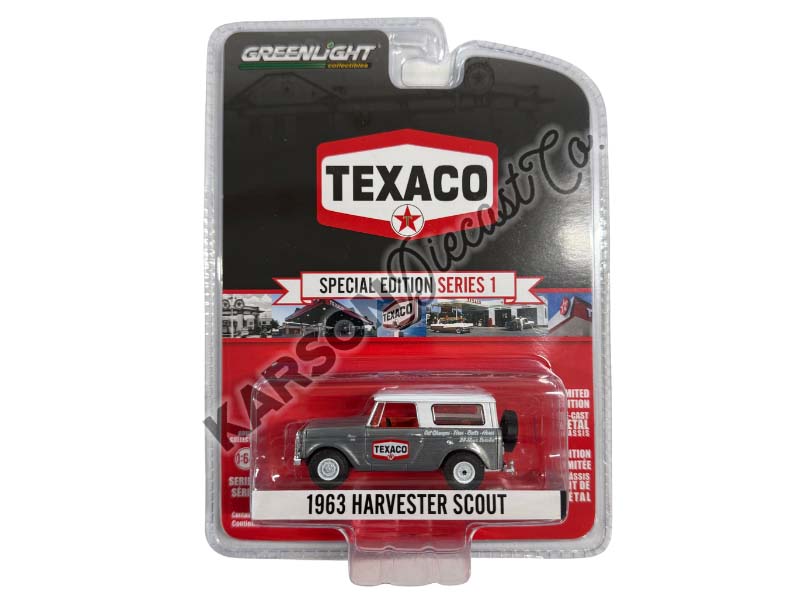RAW CHASE 1963 Harvester Scout (Texaco Special Edition Series 1) Diecast 1:64 Scale Model - Greenlight 41165B