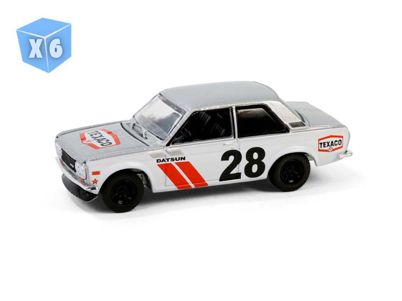 6 PACK 1970 Datsun 510 Widebody (Texaco Special Edition Series 1) Diecast 1:64 Scale Model - Greenlight 41165C