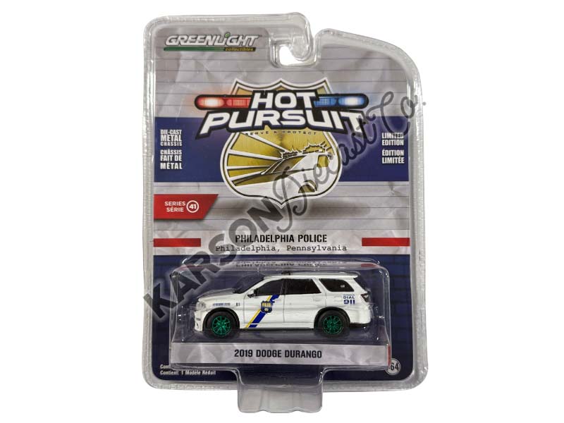 CHASE 2019 Dodge Durango - Philadelphia Pennsylvania Police (Hot Pursuit Series 41) Diecast 1:64 Scale Model - Greenlight 42990E