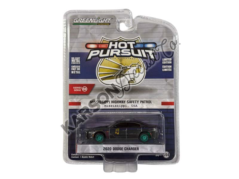 CHASE 2020 Dodge Charger - Mississippi Highway Safety Patrol State Trooper (Hot Pursuit Series 42) Diecast 1:64 Scale Model - Greenlight 43000D
