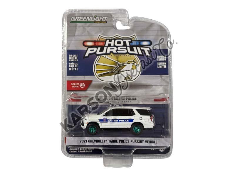 CHASE 2021 Chevrolet Tahoe Police Pursuit Vehicle (PPV) - Houston Texas METRO Police (Hot Pursuit Series 42) Diecast 1:64 Scale Model - Greenlight 43000F