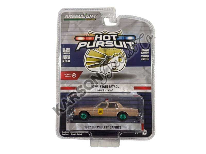 CHASE 1987 Chevrolet Caprice - Iowa State Patrol (Hot Pursuit Series 43) Diecast 1:64 Scale Model - Greenlight 43010B